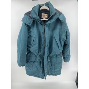 Woolrich Rugged Outdoorwear Coat Field Hooded Jacket Mens Medium Zip Green